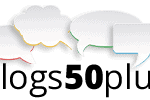 Logo mit drei Sprechblasen über dem Text "blogs50plus"