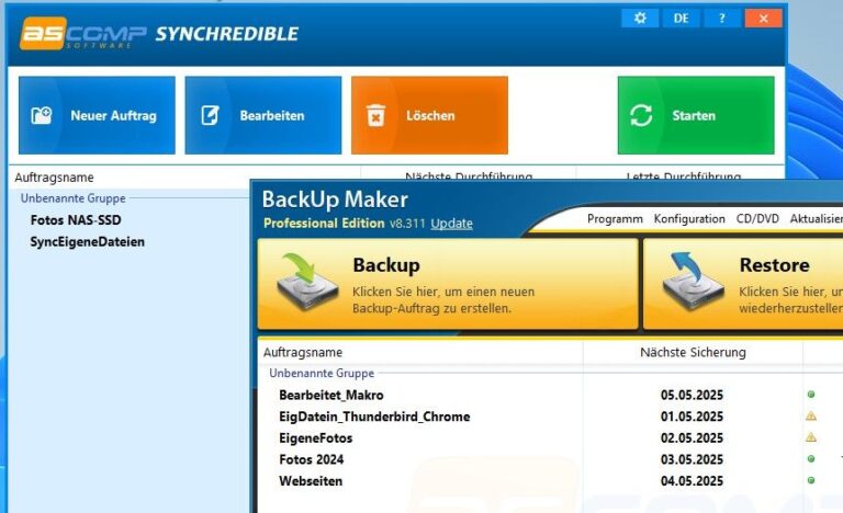 BackupMaker Benutzeroberfläche
