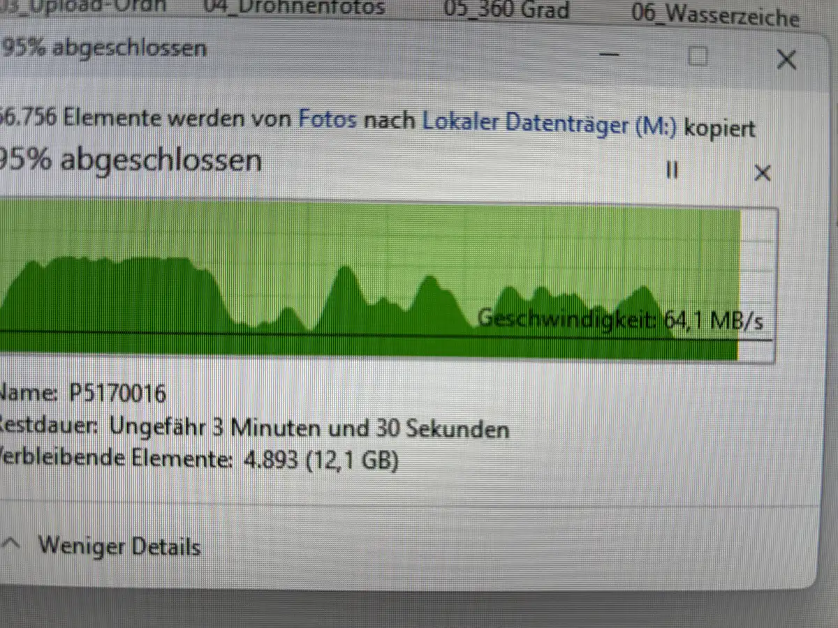Windows Übertragungsdaten beim kopieren der Dateien